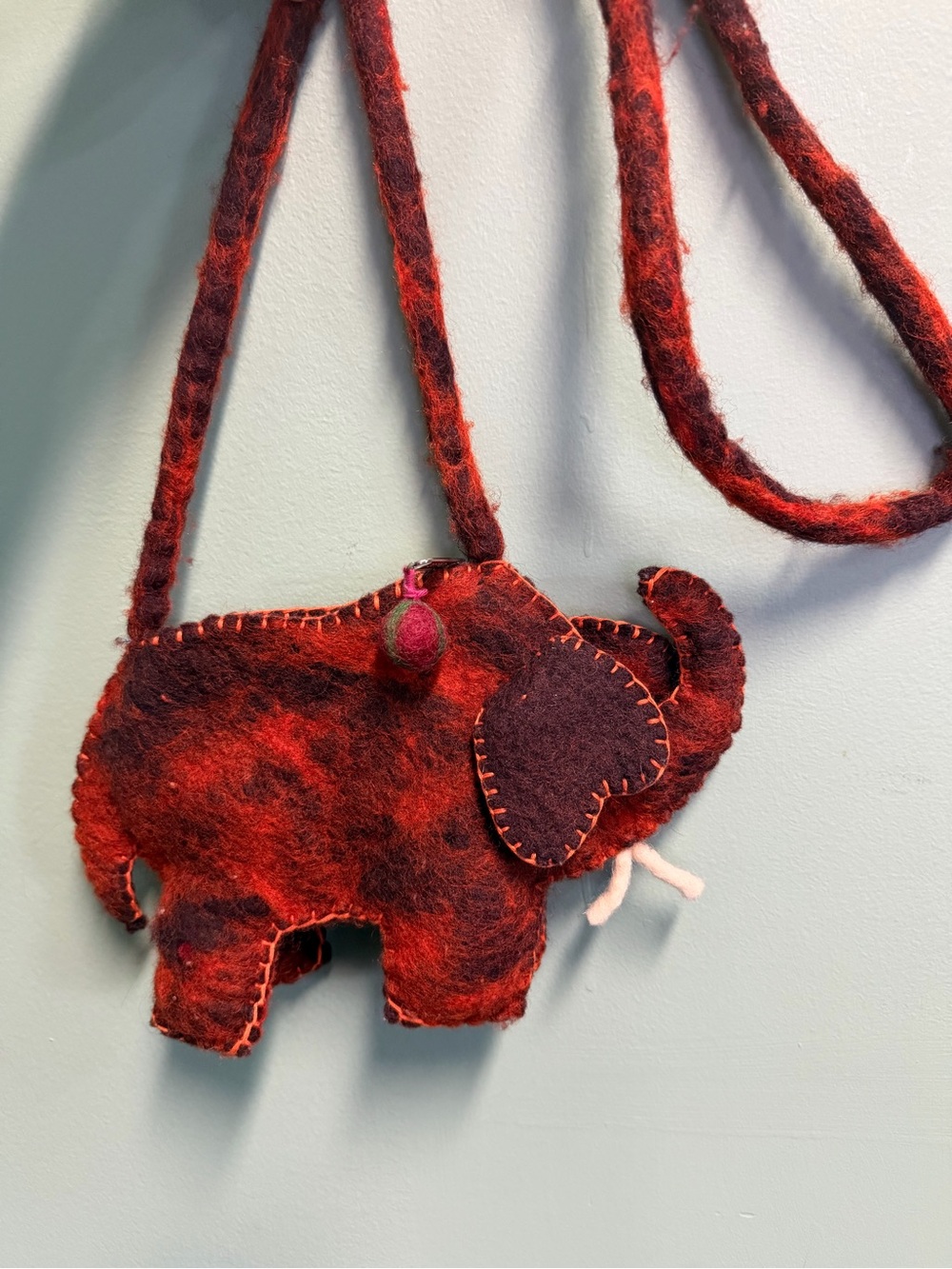 Handmade fair trade multi color Elephant Kids Crossbody zipper purse